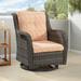 Meetleisure 1 Pieces Outdoor Patio Furniture Wicker Swivel Chair with Cushions for Backyard Pebble Orange