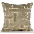 The HomeCentric Sage Green Decorative Cushion Cover, Crystals Maze Throw Cushion Covers Pack of 2, 50x50 cm (20"x20"), Geometric Modern, Square Velvet Cushions Covers for Couch - Sage Green Enigma