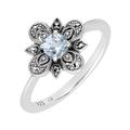 Esse Marcasite Sterling Silver Victorian Blue Topaz & Marcasite Flower Ring (O)