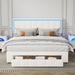 17 Stories Annaleice Storage Platform Bed w/ LED Lights Wood & /Upholstered/Metal & /Metal/Faux leather in White | Wayfair