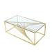 Everly Quinn Aleksi Frame Coffee Table Glass/Metal in Yellow | 17.5 H x 48 W x 26 D in | Wayfair D31C5B831A11424781D1EEE18A5B53DB