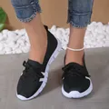 Chaussures plates en maille rayée pour femmes baskets décontractées à lacets mocassins respirants