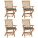 vidaXL Patio Chairs with Gray Cushions 4 pcs Solid Teak Wood