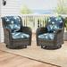 Meetleisure 2 Pieces Outdoor Patio Furniture Wicker Swivel Chair with Cushions for Backyard Swaying Palms Blue