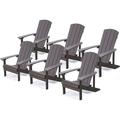 Royalcraft Adirondack Chairs Set of 6 Outdoor Weather Resistant Plastic Fire Pit Chairs 350 LBS Patio Adirondack Chair for Easy Assembly Brown