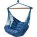 Jiarui Hammock Chair Hanging Rope Swing Indoor / Outdoor Cotton Hammock Hanging Rope Chair with 2 Cushions for Bedrooms Patio Porch Yard Balcony Tree Swing Chair (Blue 1)