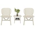 Patio Furniture Set ZPL 3PCS Patio Table Chair Set Retro Outdoor Furniture Set Outdoor Table with Open Shelf and Lounge Chairs White