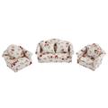 Mini Dollhouse Sofa 1/12 Scale Dolls House Furniture Couch Flower Pattern Mini Furniture Sofa Set with Back Cushions Scale Sofa Sets Dollhouse Accessories