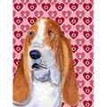 Carolines Treasures Basset Hound Hearts Love And Valentines Day Portrait Flag Canvas- House Size