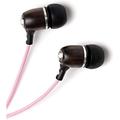 Bling Premium Genuine Wood in-Ear Noise-isolating Headphones with Mic and Nylon Cable (Pink)