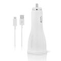 OEM Quick Fast Charger For Huawei Y6 (2017) Cell Phones [Car Charger + 5 FT Micro USB Cable] - AFC uses Dual voltages for up to 50% Faster Charging! - White