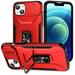 ELEHOLD for iPhone 15 Case with Slide Camera Lens Protector Cover 360Â° Rotation Metal Ring Kickstand Impact-Resistant Shockproof Drop Protective Support Magnetic Car Mount 6.1 Rugged Case - Red