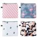 Sanitary napkin pouch SUPVOX 4PCS Zipper Sanitary Napkin Bag Waterproof Packages for Women Girls (Cactus Flamingo Flower Stripe 1PC Each)