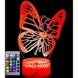 YSTIAN 3D Butterfly Night Light Lamp Illusion Night Light 16 Color Changing Table Desk Decoration Lamps Gift Acrylic Flat ABS Base USB Cable Toy