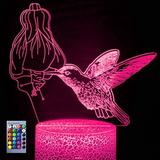YSTIAN 3D Bird Night Light Lamp Illusion Night Light 16 Color Changing Table Desk Decoration Lamps Gift Acrylic Flat ABS Base USB Cable Toy