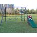 Miniyam 4 in 1 Multifunction Kids Swing Set Outdoor Metal Swing Sets with 2 Adjustable Swing 1 Glider 1 Slide for Backyard Green