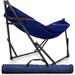 Tranquillo Adjustable Hammock Stand / Collapsible Hammock with Stand â€“ Picnic Hammock Stand and 2 Layered Polyester Hammock Net for 2 Persons with Carry Bag - Supports up to 550lbs Blue