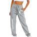 JWZUY Womens Softball Print Sweatpant Ankle Length Elastic Waist Pant Casual Jogger Pants Gray L