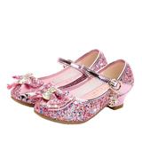 NUOLUX Children Dance Shoes Kitten Heels Girl Shoes Sequins Uppers Kid Dance Shoes Bowknot Shoes (Pink Size 30)