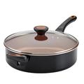 Farberware Glide Ceramic Nonstick Saute Pan/Frying Pan/Fry Pan with Lid and Helper Handle - 4 Quart, Black