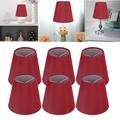 Small Lamp Shades for Bedside Table Lamps, 6PCS Clip on Lamp Shade Chandelier Shades Pendant Light Shade Drum Lamp Shades for Floor Lamp Wall Lamp, 5.5x3.7x5 Inch (Wine Red)