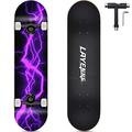 LAYENNE Skateboard, 31 x 8 Inch Complete Skateboard, 7 Layers Maple Skateboard Deck, ABEC-11 Holder, Suitable for Adults, Beginners, Boys, Girls, Teenagers and Children Purple