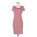 Splendid Casual Dress - Sheath Scoop Neck Short sleeves: Red Color Block Dresses - Women's Size Medium