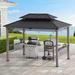 Sunjoy 8 Ft. W x 12 Ft. D. Cedar Patio Gazebo Wood/Hardtop/Cedar in Black | 114.17 H x 141.73 W x 94.48 D in | Wayfair A104004211