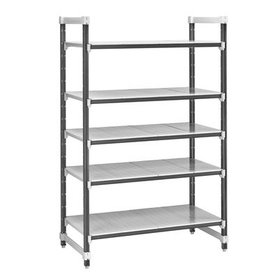 Cambro EXU244284S5480 42" NSF 5-Tier Polymer Shelf Kit - Camshelving Elements XTRA, 24"W, 84"H, Gray