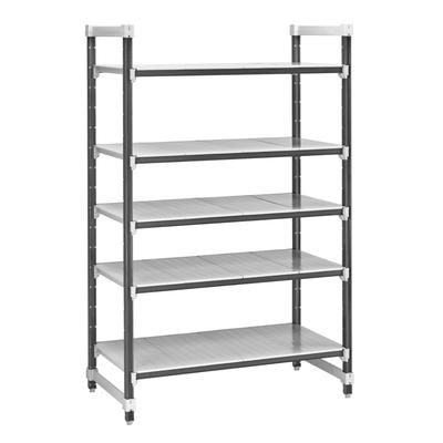 Cambro EXU247284S4480 72" NSF 4-Tier Polymer Shelf Kit - Camshelving Elements XTRA, 24"W, 84"H, Gray