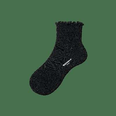 Women's Lightweight Frill Quarter Socks - Black - Medium - Bombas