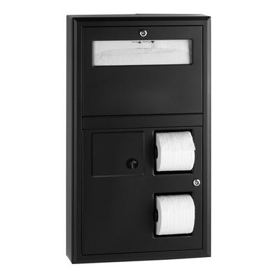 Bobrick B-3579.MBLK ClassicSeries Matte Black Surface Mounted Seat Cover Dispenser with Sanitary Napkin Disposal and Toilet Tissue Dispenser