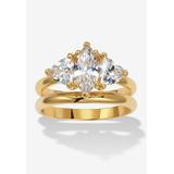 Women's 2 Tcw Marquise Cubic Zirconia 14K Yellow Gold-Plated Bridal Ring Set by PalmBeach Jewelry in Gold (Size 7)