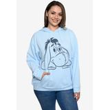 Plus Size Women's Disney Eeyore Hoodie Sweatshirt Fleece Pullover by Disney in Light Blue (Size 2X (18-20))