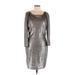 Patrizia Pepe Casual Dress - Sheath: Silver Print Dresses - Women's Size Large