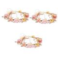 FRCOLOR 3pcs Pearl Pink Wreath flower pearl headdress flower pearl headpieces makeup headbands bridal headpieces for wedding flower headband prom hair chain wash headband bride Fairy