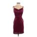 Morgan & Co. Casual Dress - Party Cowl Neck Sleeveless: Burgundy Print Dresses - Women's Size 3
