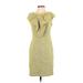 Eva Franco Casual Dress - Sheath Crew Neck Sleeveless: Yellow Dresses - Women's Size 4