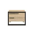 17 Stories Larrabee Oak & Black 2-drawer Accent Table Wood/Metal in Black/Brown | 19.5 H x 22.5 W x 16.5 D in | Wayfair