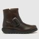 Fly London slik buckle ankle boots in dark brown