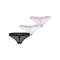Slip TOMMY HILFIGER UNDERWEAR "3 PACK THONG LACE (EXT SIZES)" Gr. L (40), bunt (black, white, light_pink) Damen Unterhosen Klassische Slips