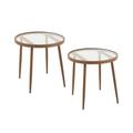 Lot de 2 table basse ronde en métal et verre d50