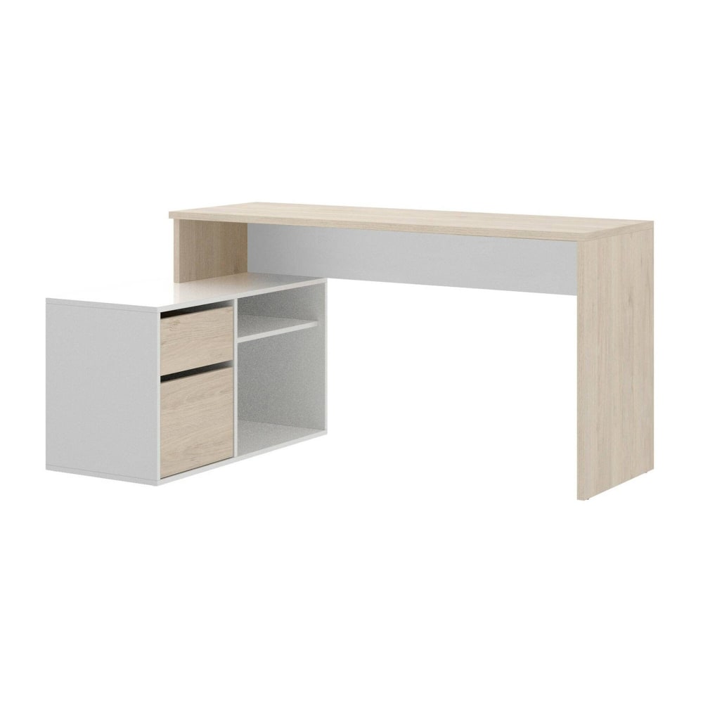 Bureau effet bois beige, blanc 139x92h75 cm