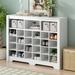 24 Shoe Cubby Console, Modern Shoe Cabinet with Curved Base