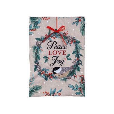 Chickadee Wreath Burlap Garden Flag - Multi - Color