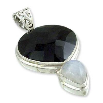 'Reunion' - Modern Sterling Silver Onyx Pendant