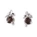 Nature Leaf,'Rhodium Plated Sterling Silver Smoky Quartz Stud Earrings'