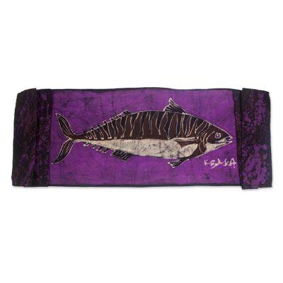 Mackerel II,'Hand Crafted African Batik Cotton Tab...