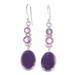 Asterism in Violet,'Amethyst and Sterling Silver Dangle Earrings'