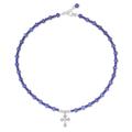 Sky and Sea Cross,'Handmade Lapis Lazuli Beaded Pendant Necklace'